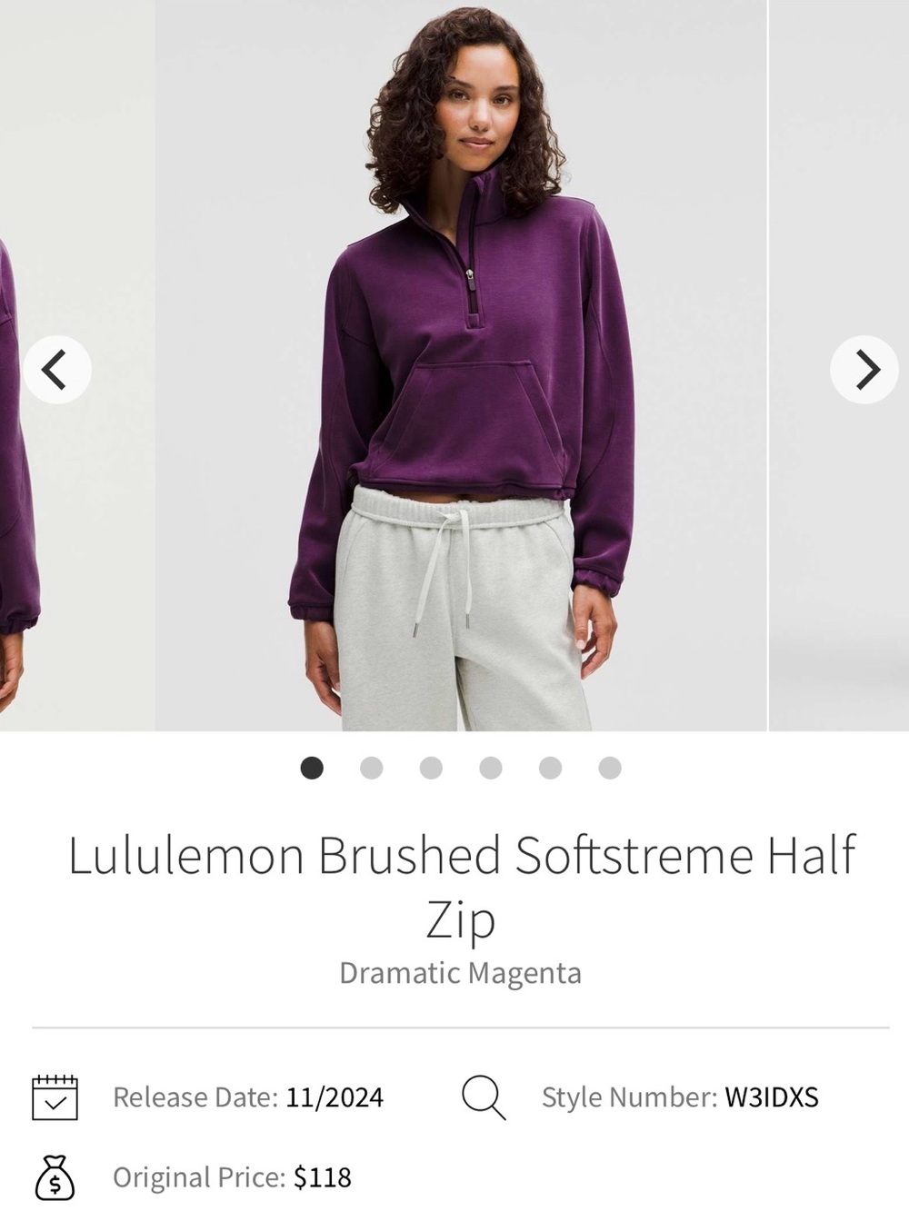 lululemon athletica Brushed Half-Zip Softstreme - Dramatic Magenta Purple